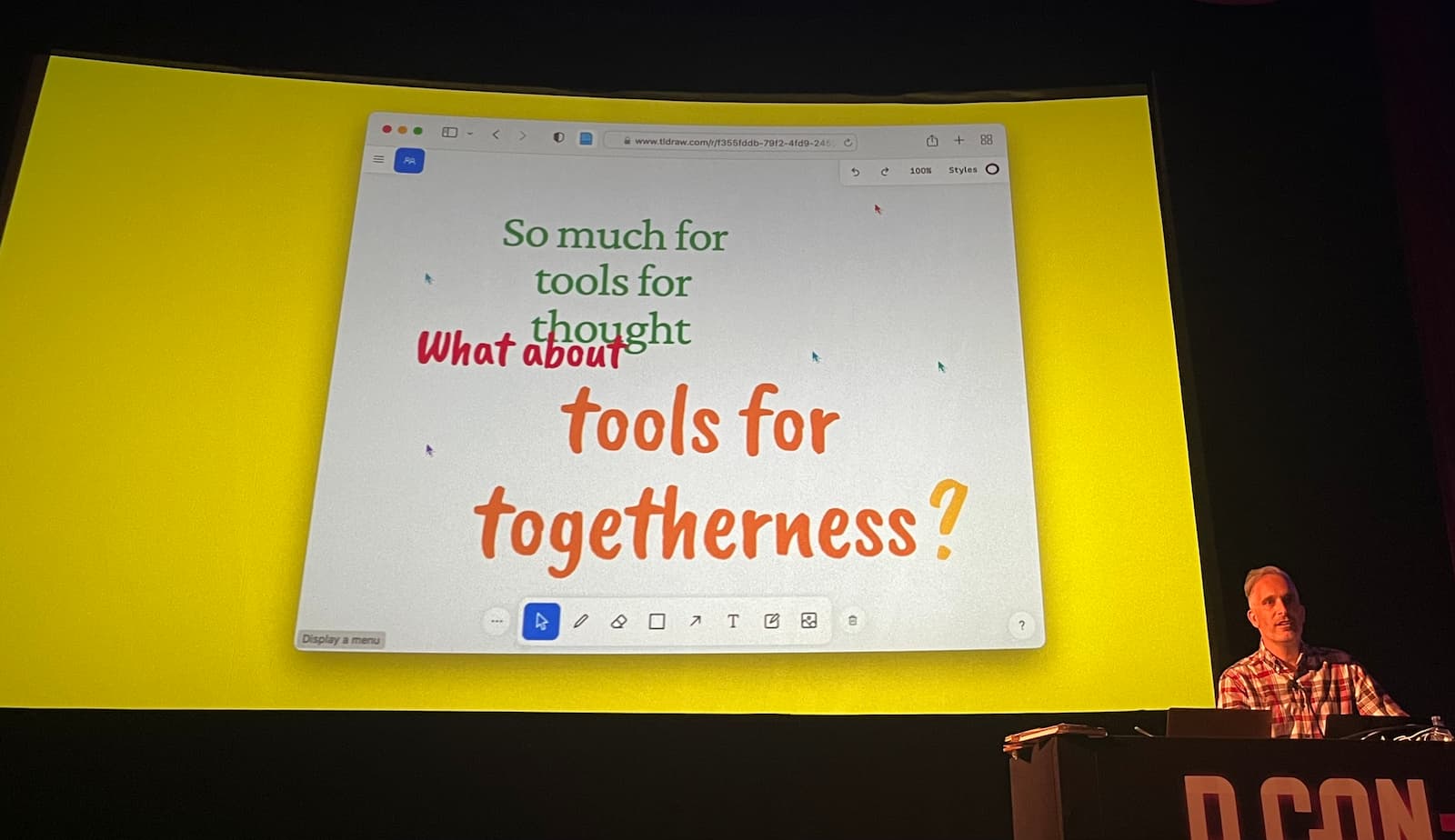 Matt with slide that says: so much for tools for thought… what about tools for togetherness?