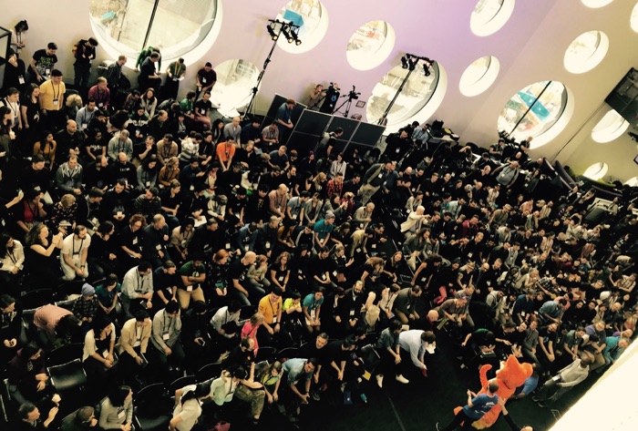 Crowd at MozFest, fox at the front