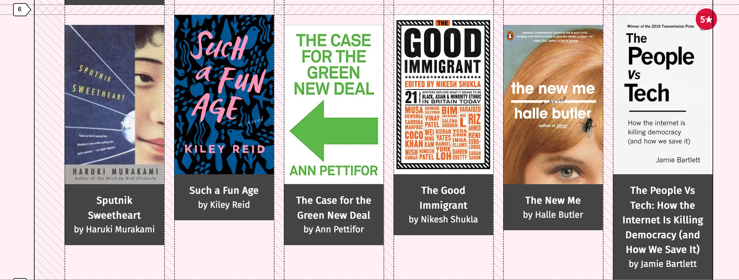 books with grid browser tools overlayed
