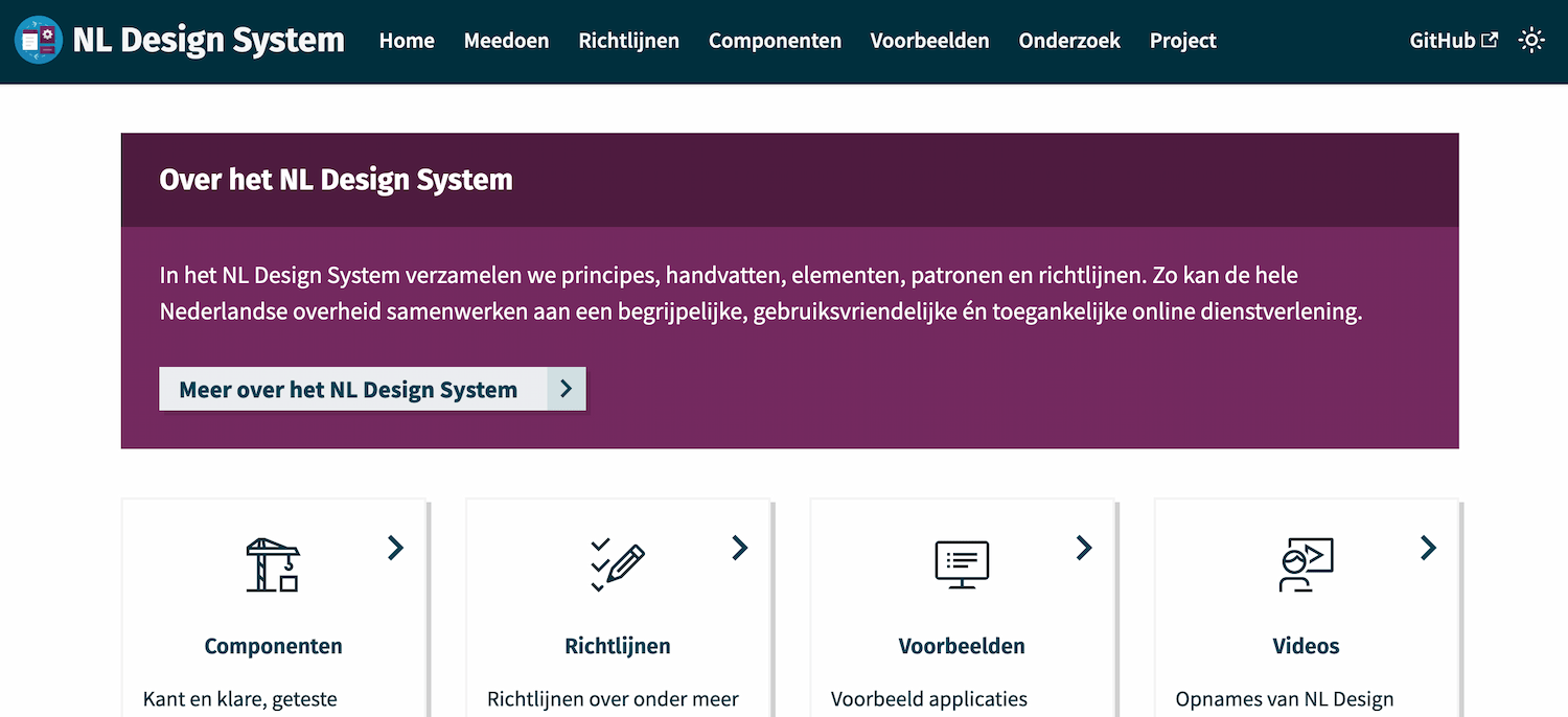screenshot of nldesignsystem.nl